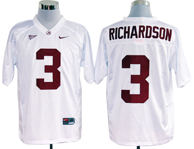 Alabama Crimson Tide #3 Richardson White NCAA Jerseys
